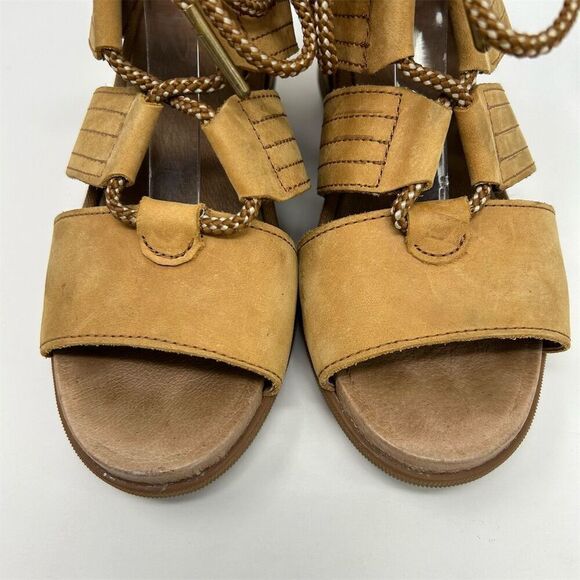 Sorel Joanie II Lace Up Wedge Sandals Women's Size 8 Honey Brown Gladiator - Picture 5 of 13